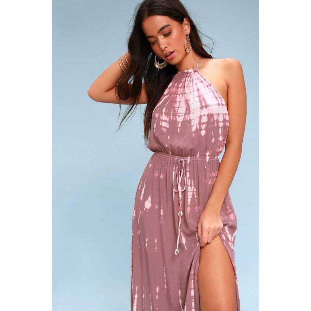 Lulus In A Daydream Mauve And Pink Tie-dye Maxi Dress - Size Small
